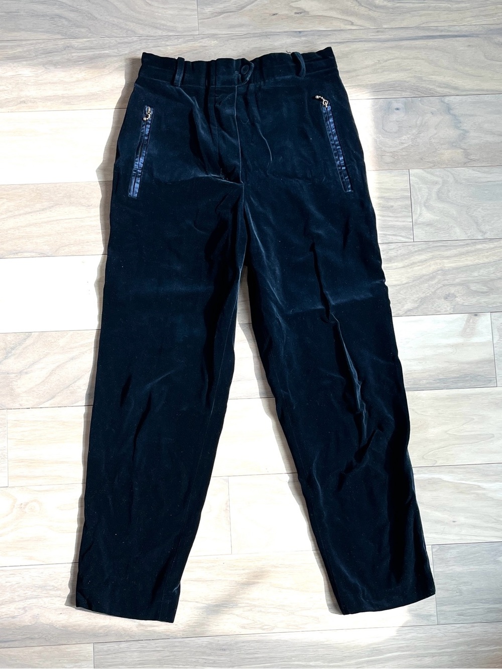 VTG Escada Navy Velvet Trousers High Waisted Size 4 Quiet Luxury